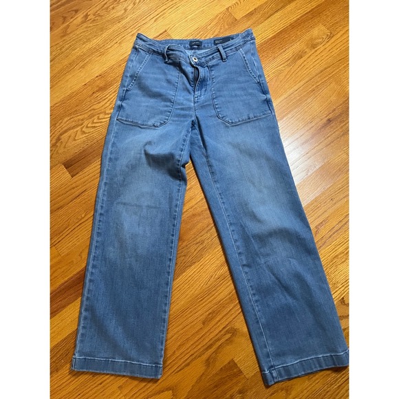 J.Jill Denim High-Rise Wide Leg Cropped Jeans Women's Blue Front Pockets 8 - Picture 1 of 5